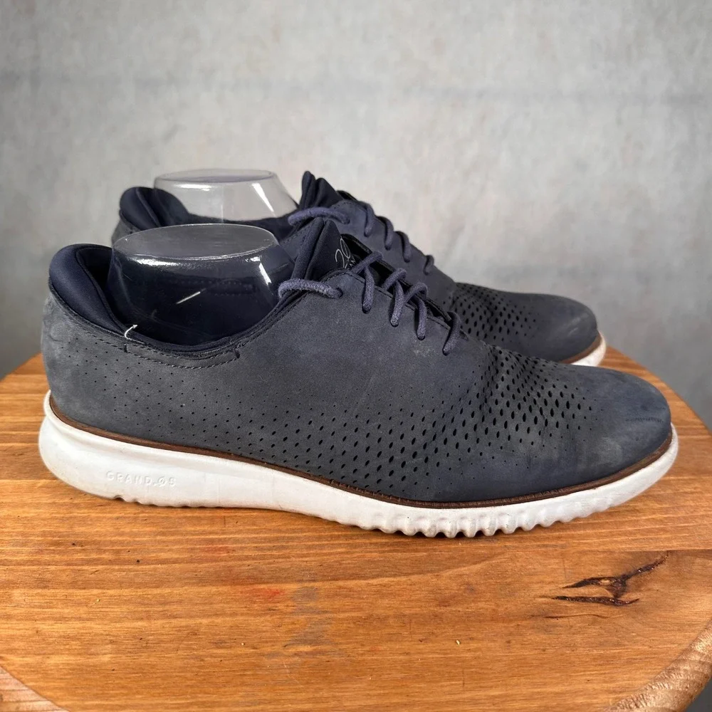 Cole Haan 2.ZeroGrand Oxford Mens 12 Navy Good Laser Wingtip C23806
